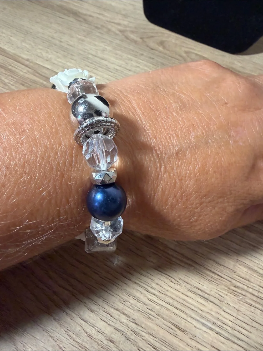 paparazzi Navy and Clear Beaded Stretch Bracelet
